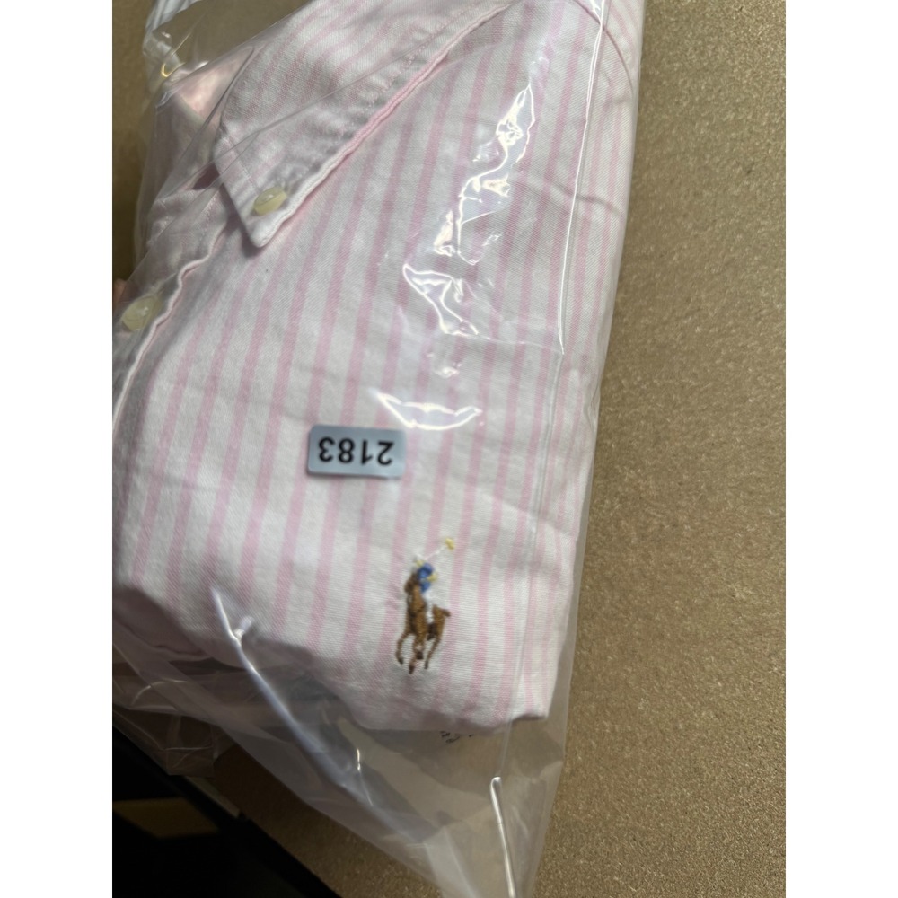 Ralph Lauren Womens Slim Fit Pink White Striped Short Sleeve Button Down Shirt M - Picture 7 of 7